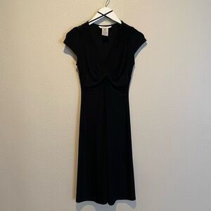 Midi Dress Size 2 black Whimsigoth v neck Babydoll Cap Sleeve sleeve